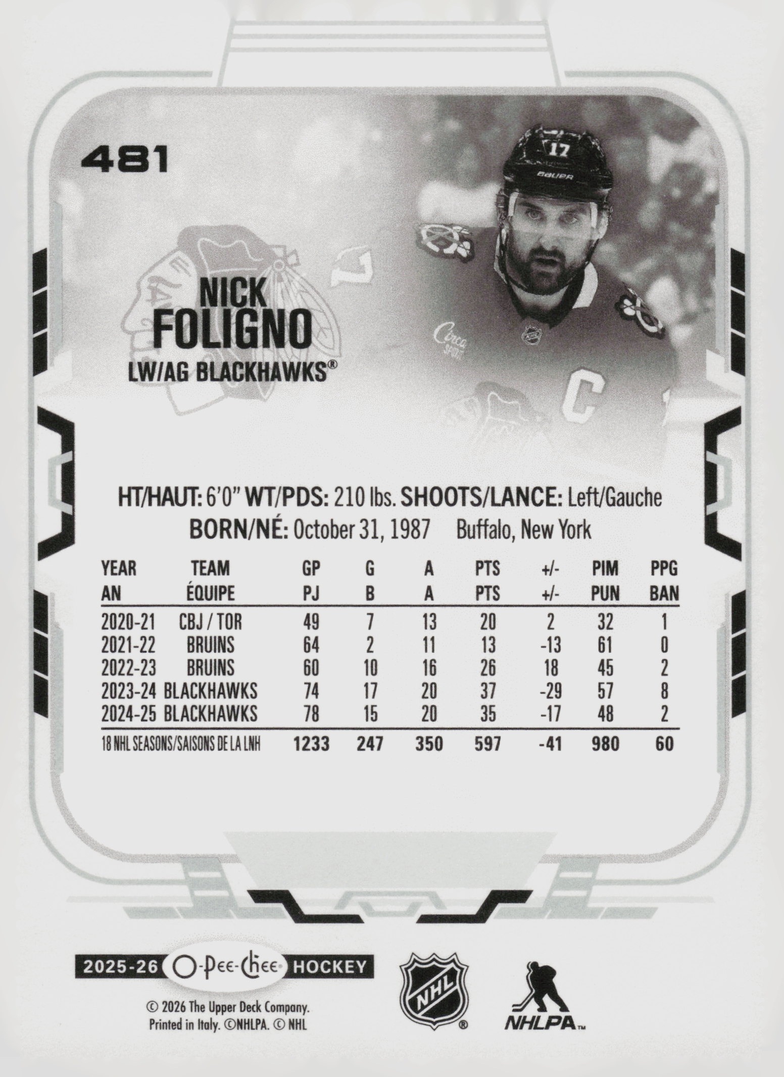 Nick Foligno back